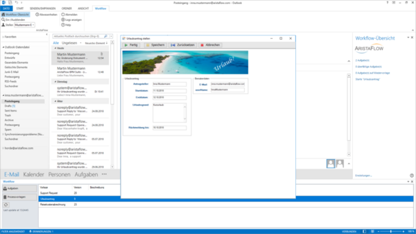 AristaFlow Outlook Add-In Formular