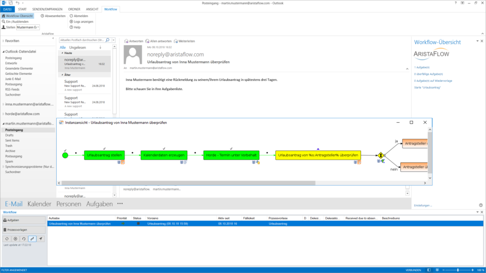 Prozessanzeige in Outlook